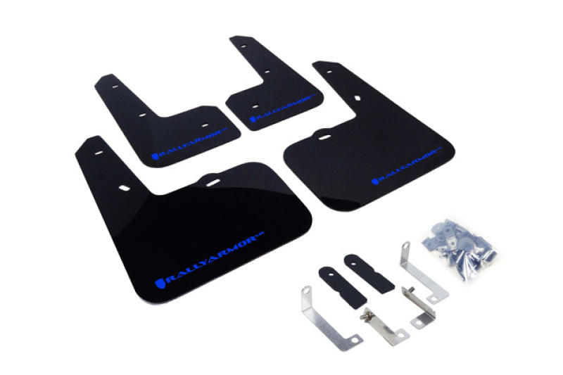 Rally Armor MF24-UR-BLK/BL FITS: 12-18 Hyundai Veloster Black UR Mud Flap w/ Blue Logo Mud Flaps