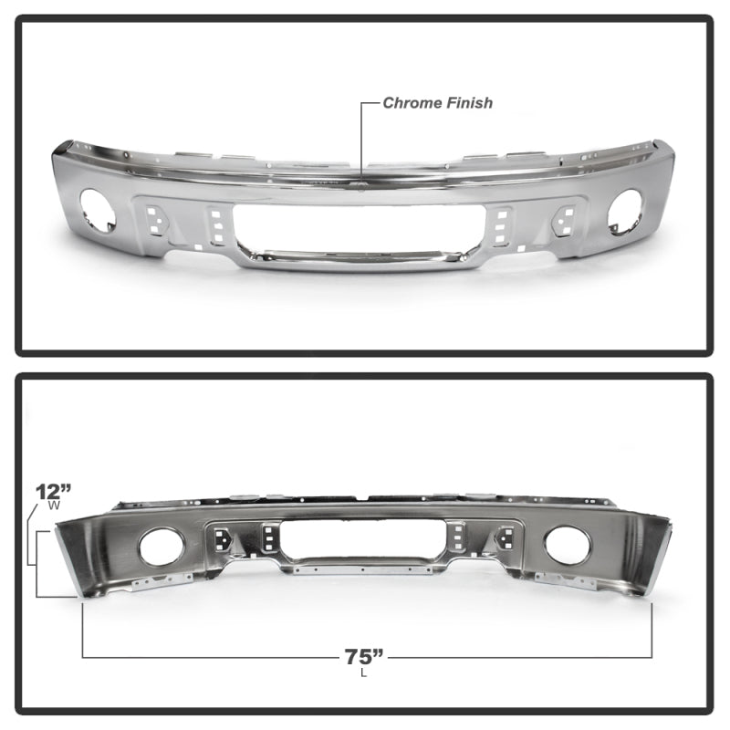 SPYDER 9948480 FITS: Ford F150 09-14 w/Fog Light Hole w/o Harley Model Front Bumper Chrome (OEM 9L3Z17757B) Bumper Accessories