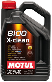 Motul 102051 FITS: 5L Synthetic Engine Oil 8100 5W40 X-CLEAN C3 -505 01-502 00-505 00-LL04 Motor Oils