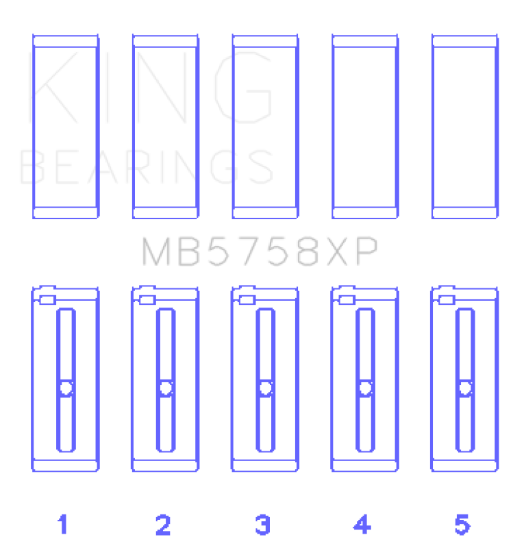 King Engine Bearings MB5758XP FITS: King Peugeot EP6 1.6L / BMW N14B16C (Size STD) Main Bearing Set Bearings