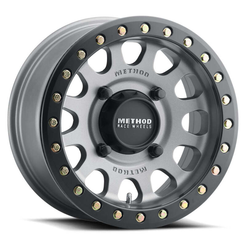 Method Wheels MR40157012852B FITS:Method MR401 UTV Beadlock 15x7 / 5+2/38mm Offset / 5x4.5 / 72 CB Titanium Matte Black Ring Wheel Wheels Cast