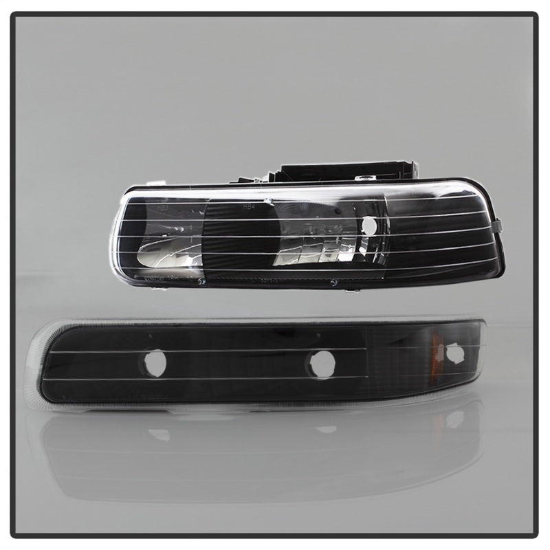 SPYDER 5064219 FITS:xTune Chevy Tahoe 00-06 Amber Crystal Headlights w/ Bumper Lights Black HD-JH-CSIL99-SET-AM-BK Headlights