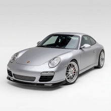 Load image into Gallery viewer, Porsche 997.2 GT3-style front lip spoiler in polyurethane, shown on a 2009–2012 model, designed for enhanced aerodynamics.