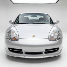 Load image into Gallery viewer, Porsche 996 GT3-style front spoiler lip in polyurethane by BetterBodies Motorsport for 1998–2001 911 models, shown on the car.