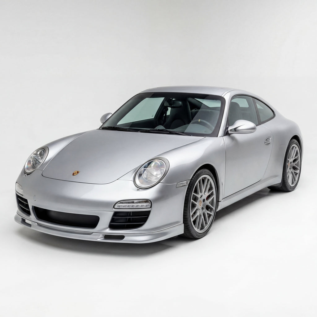 Polyurethane GT3-style front lip spoiler for Porsche 997.2 (2009–2012) with BetterBodies Motorsport branding, designed for sporty enhancement.