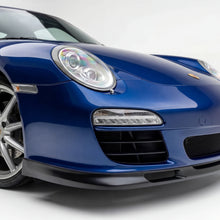 Load image into Gallery viewer, Polyurethane GT3-style front lip spoiler for Porsche 997.2, 2009–2012, by BetterBodies Motorsport, shown mounted on car.