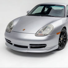 Load image into Gallery viewer, Polyurethane Porsche 996 GT3-style front spoiler lip by BetterBodies Motorsport for 1998–2001 996 models, showcasing the aerodynamic design.
