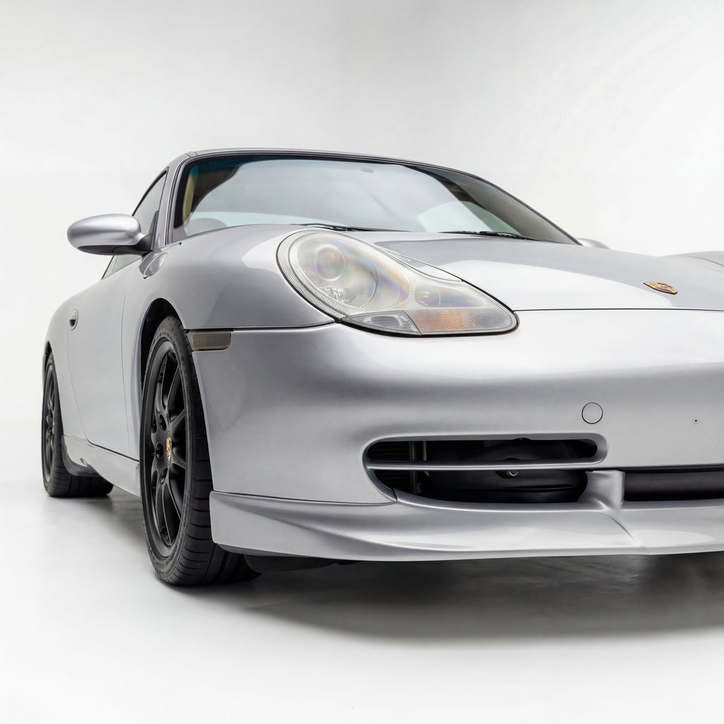 Polyurethane Porsche 996 GT3-style front spoiler lip for 1998–2001, designed for BetterBodies Motorsport performance enhancement.