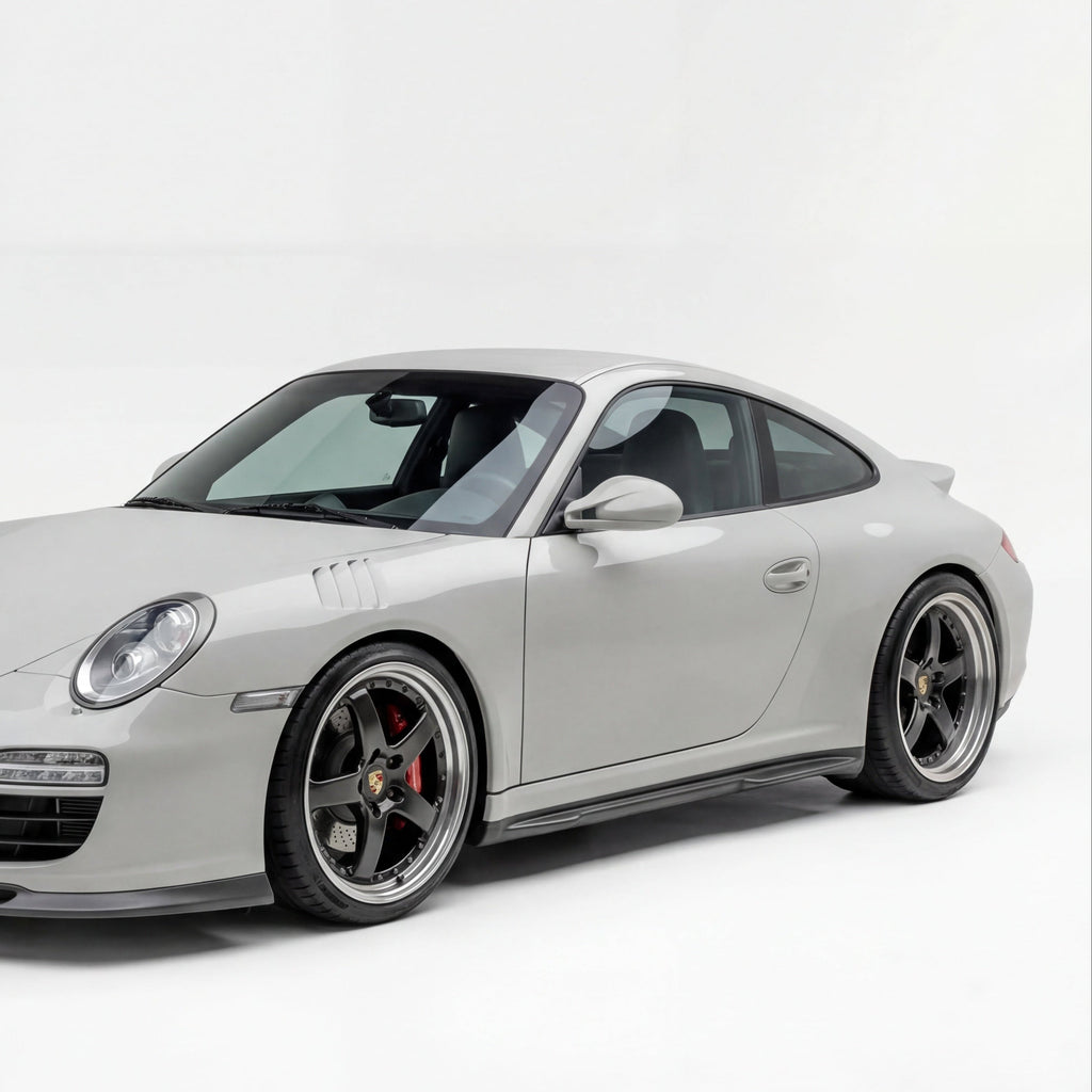 Polyurethane side skirts for 2005-2012 Porsche 997 Carrera Mach II Narrow Body by BetterBodies Motorsport, featuring a sleek, aerodynamic design.