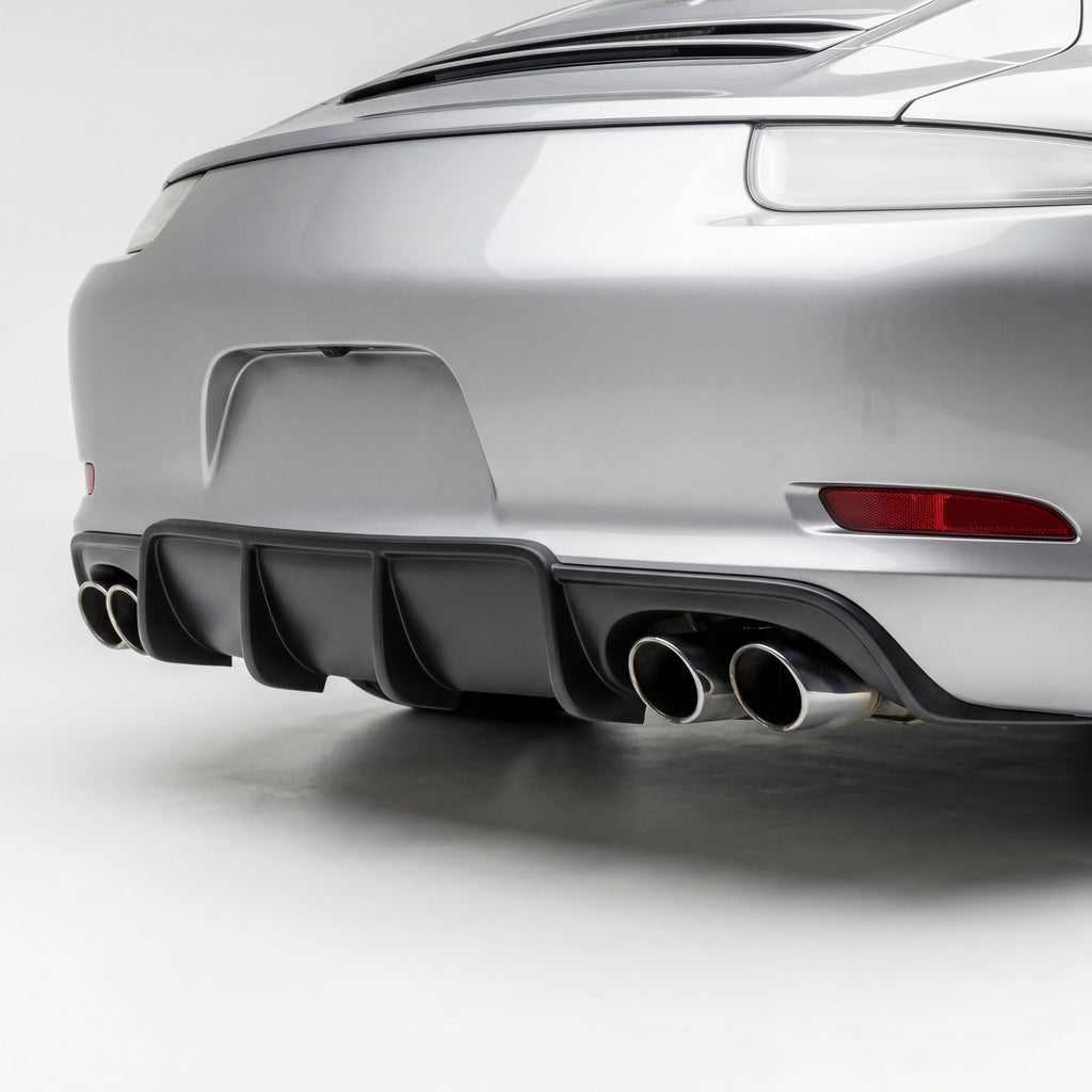BetterBodies Motorsport polyurethane rear diffuser for Porsche 991 Carrera 2012-2015, racing style aero upgrade for rear bumper.