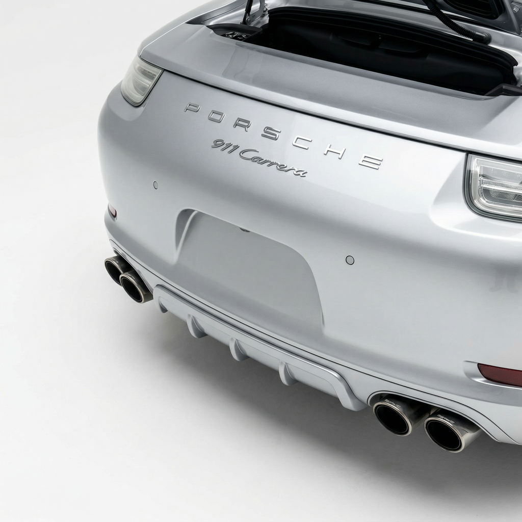 BetterBodies Motorsport polyurethane rear diffuser for Porsche 991 Carrera (2012–2015), showcasing aerodynamic upgrade design.