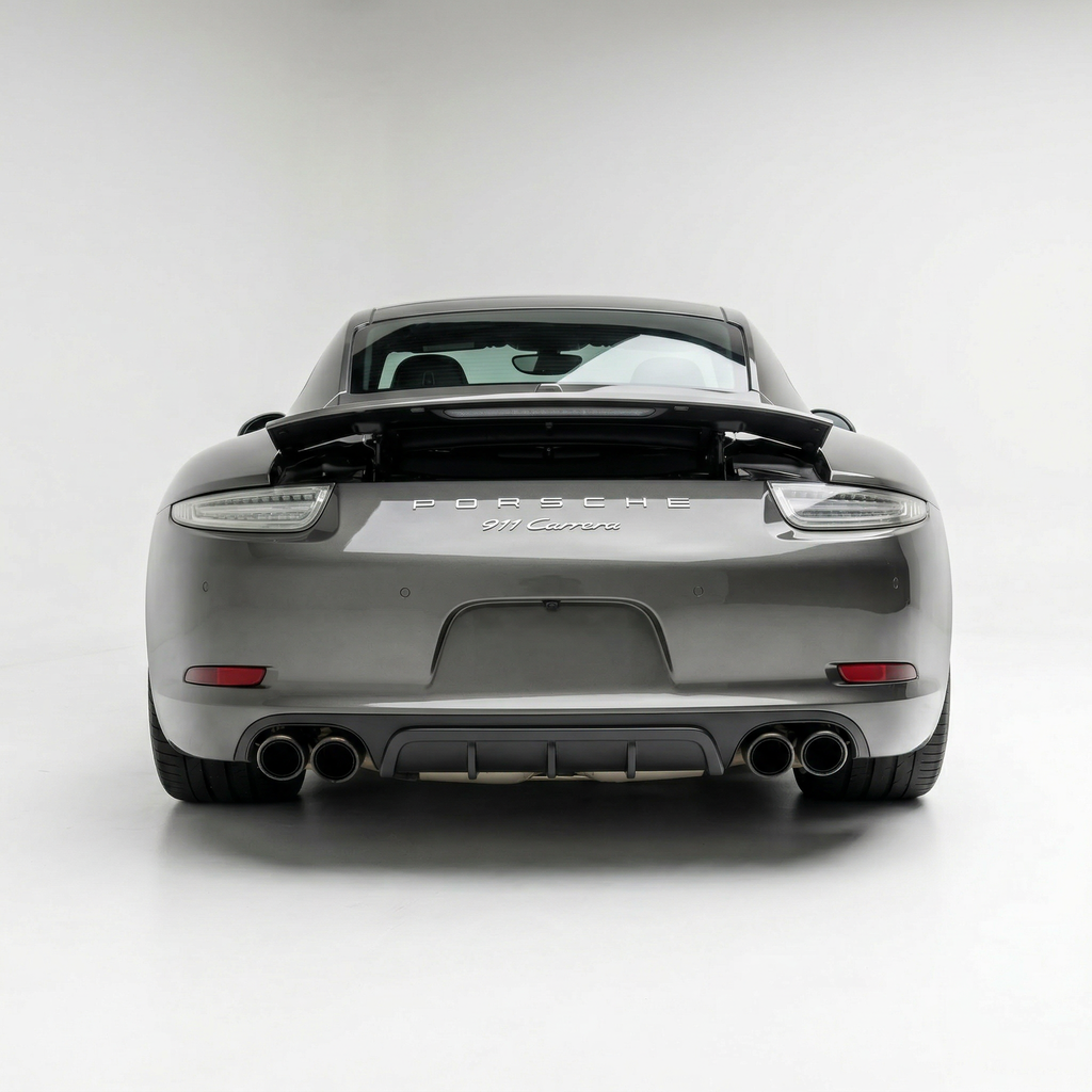 Porsche 991 Carrera rear diffuser in polyurethane for 2012-2015, shown without license plate, designed for aerodynamic upgrade.