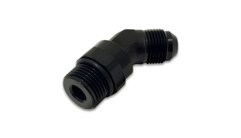 Vibrant 16940 - -6AN Male Flare to Male -6AN ORB Swivel 45 Degree Adapter Fitting - Anodized Black