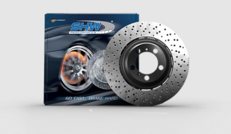 SHW Performance PFR49902 -SHW 18-19 Porsche 911 Carrera 4 GTS 3.0L w/o Ceramic Brake Right Frt Drilled-Dimpled LW Brake Rotor