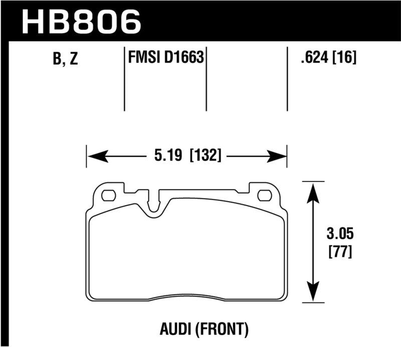 Hawk Performance HB806Z.624 - Hawk 16-17 Audi A6 Performance Ceramic Street Front Brake Pads