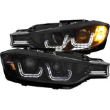 ANZO 121504 - 2012-2015 BMW 3 Series Projector Headlights w/ U-Bar Black