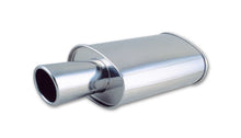 Load image into Gallery viewer, Vibrant 1046 - StreetPower Oval Muffler with 4in Round Tip Angle Cut Rolled Edge - 2.5in inlet I.D.