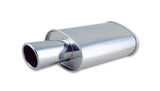 Vibrant 1046 - StreetPower Oval Muffler with 4in Round Tip Angle Cut Rolled Edge - 2.5in inlet I.D.