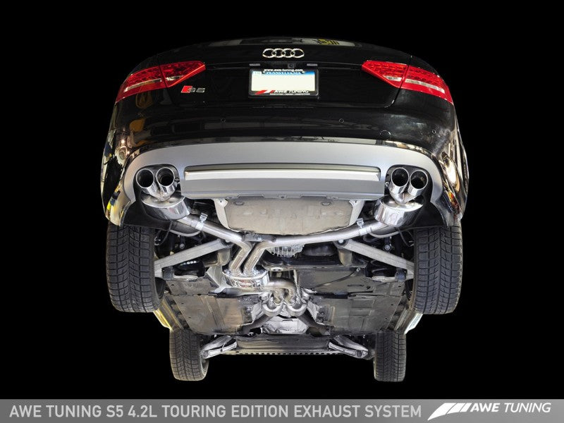 AWE Tuning 3015-43028 - Audi B8 S5 4.2L Touring Edition Exhaust System - Polished Silver Tips