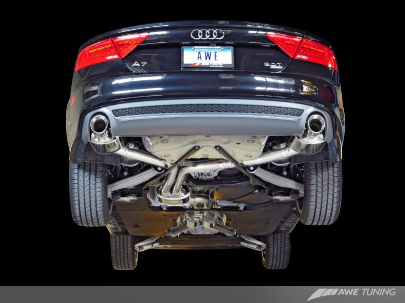 AWE Tuning 3015-33064 - Audi C7 A7 3.0T Touring Edition Exhaust - Dual Outlet Diamond Black Tips