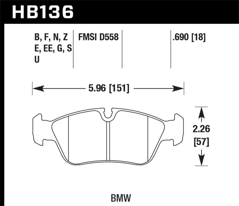 Hawk Performance HB136B.690 - Hawk 92-99 BMW 318i / 01-07 325i / 98-00 328i HPS 5.0 Front Brake Pads