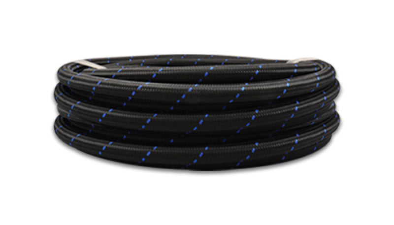 Vibrant 11966B - -6 AN Two-Tone Black/Blue Nylon Braided Flex Hose (10 foot roll)