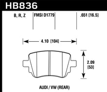 Load image into Gallery viewer, Hawk Performance HB836B.651 - Hawk 15-17 Volkswagen Golf / 15-16 Volkswagen Golf GTI HPS 5.0 Rear Brake Pads