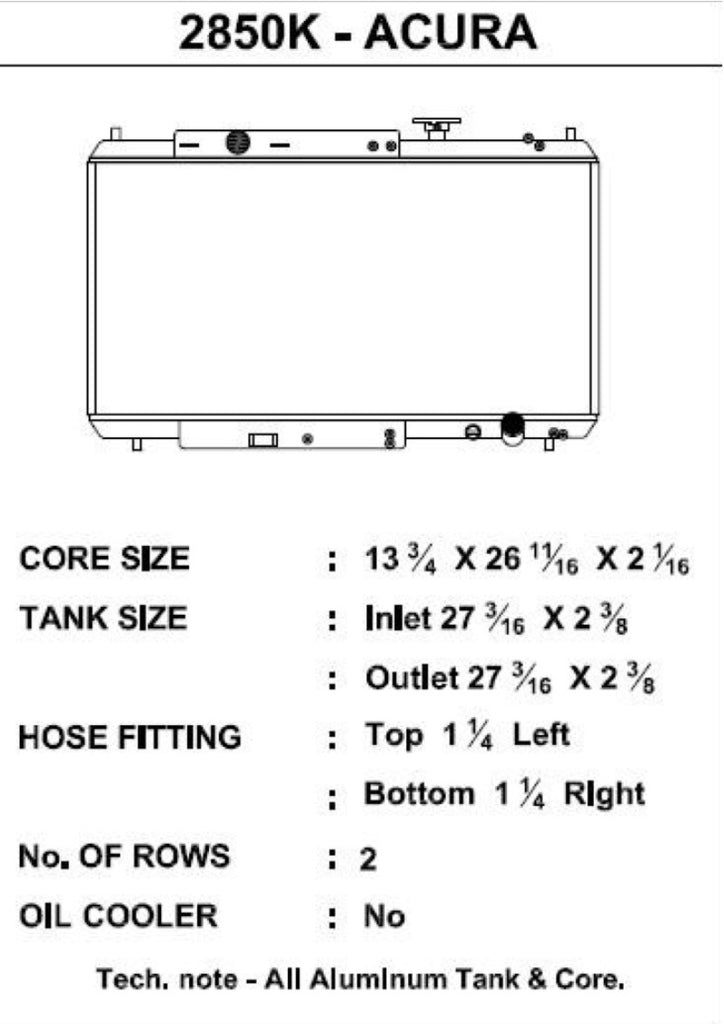 CSF 2850K - 92-00 Honda Civic w/K-Swap V3 Radiator