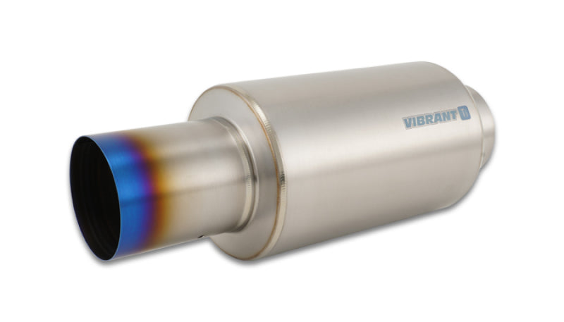 Vibrant 17566 - Titanium Muffler w/Straight Cut Burnt Tip 4in Inlet / 4in Outlet