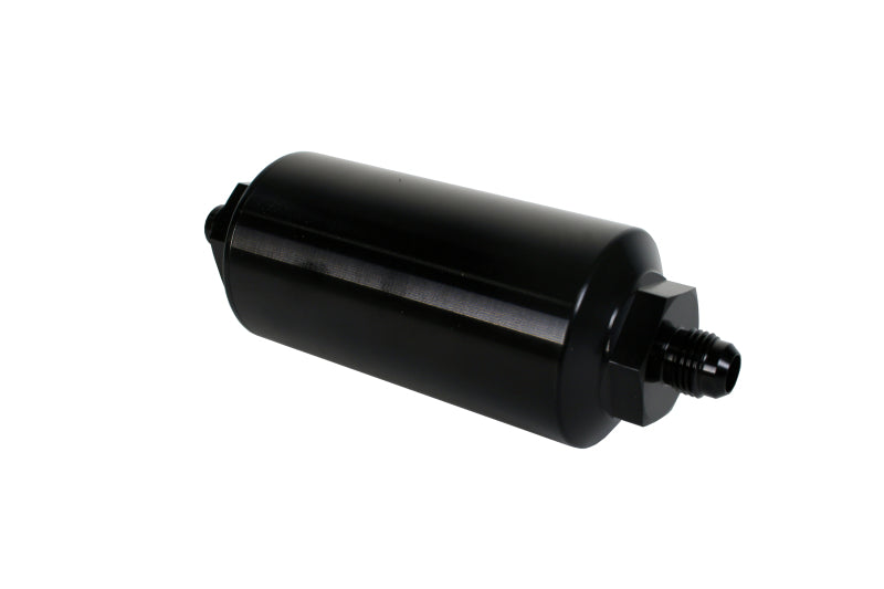 Aeromotive 12345 - In-Line Filter - (AN-6 Male) 10 Micron Microglass Element Bright Dip Black Finish