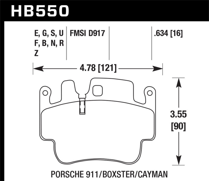 Hawk Performance HB550G.634 - Hawk 98-05 Porsche 911 Front & Rear / 00-07 Boxster / 06 Cayman Front DTC-60 Race Brake Pads