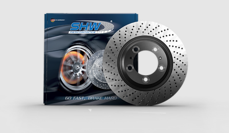 SHW Performance PRL31524 -SHW 17-21 Porsche 911 Carrera 3.0L w/o Ceramic Brakes Left Rear Cross-Drilled MB Brake Rotor