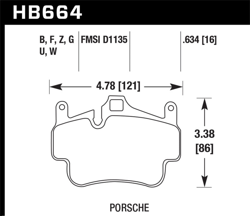 Hawk Performance HB664G.634 - Hawk 05-08 Porsche 911 Carrera / 08 Boxster / 07-08 Cayman Front DTC-60 Brake Pads