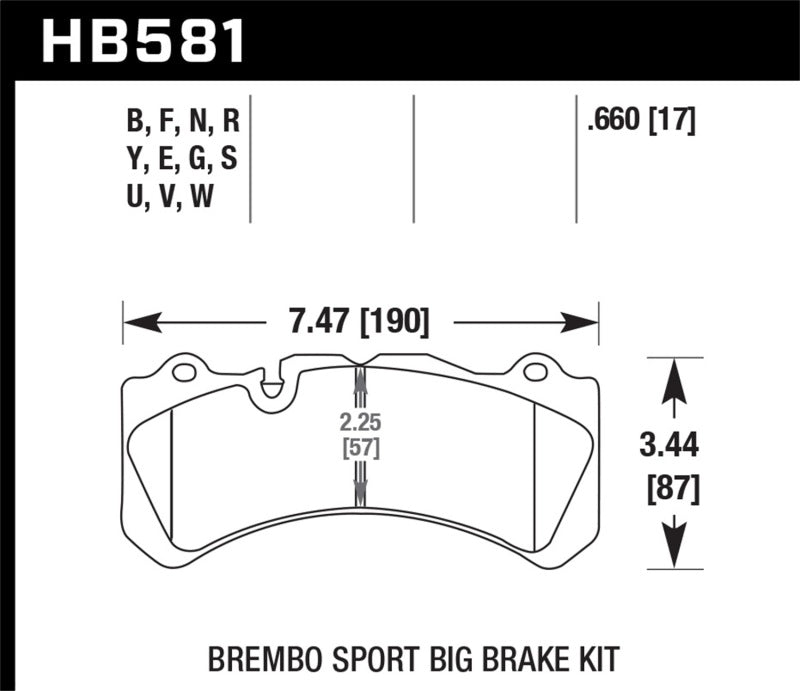 Hawk Performance HB581U.660 - Hawk 09 Nissan GT-R R35 Brembo DTC-70 Race Front Brake Pads
