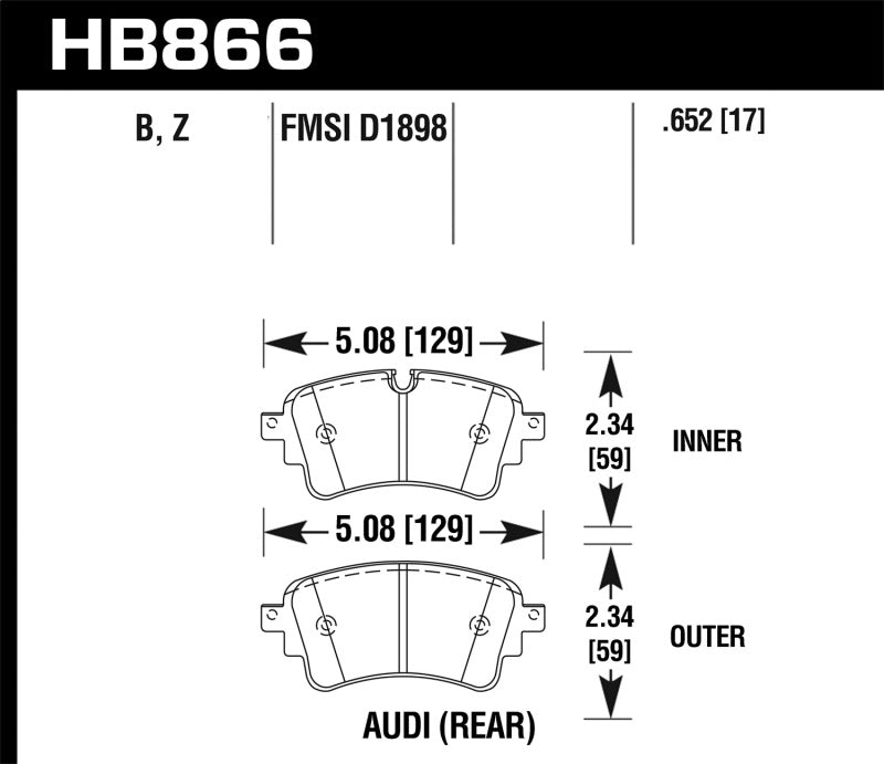 Hawk Performance HB866B.652 - Hawk 18-19 Audi S5 HPS 5.0 Rear Brake Pads