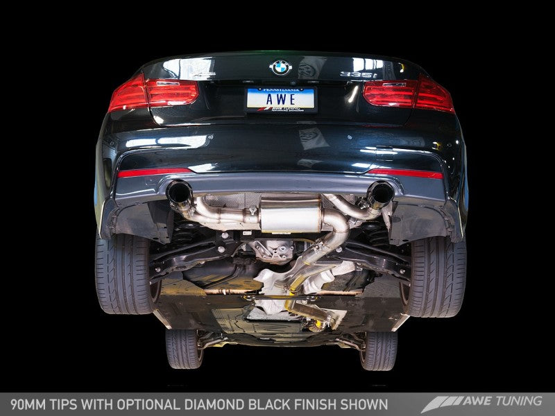 AWE Tuning 3010-33030 - BMW F3X 335i/435i Touring Edition Axle-Back Exhaust - Diamond Black Tips (102mm)
