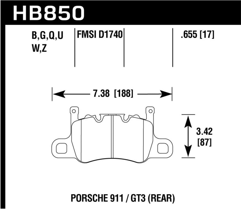 Hawk Performance HB850B.655 - Hawk 2019 Porsche 911 Turbo HPS 5.0 Brake Pads