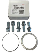 Load image into Gallery viewer, BBS 09.31.138 - PFS KIT - Audi / VW - Includes 82mm OD - 57mm ID Ring / 82mm Clip / Lug Bolts