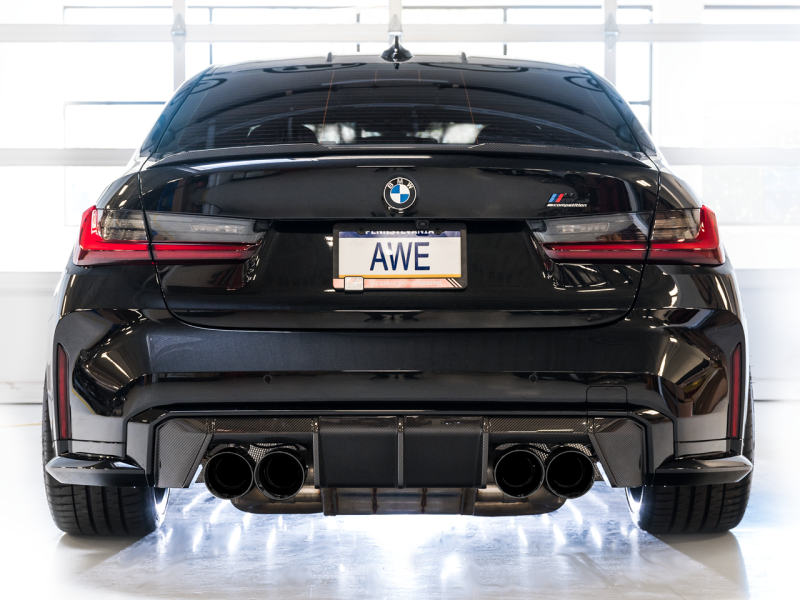 AWE Tuning 3020-42482 -AWE Track Edition Catback Exhaust for BMW G8X M3/M4 - Diamond Black Tips