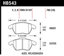 Load image into Gallery viewer, Hawk Performance HB543F.760 - Hawk Audi A3 Quattro / VW EOS / Golf / Jetta / Passat / Rabbit HPS Front Brake Pads