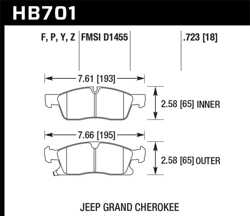 Hawk Performance HB701F.723 - Hawk 11-12 Dodge Durango / 11-12 Jeep Grand Cherokee HPS Front Street Brake Pads