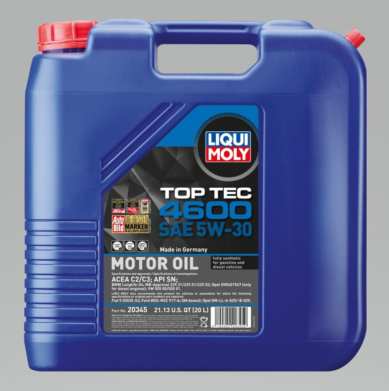 LIQUI MOLY 20345 - 20L Top Tec 4600 Motor Oil 5W-30