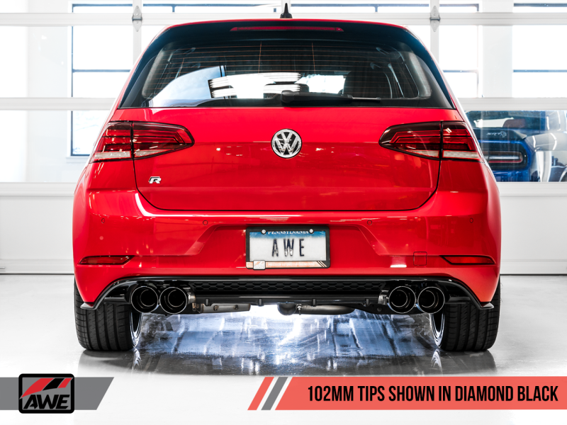 AWE Tuning 3025-43070 - MK7.5 Golf R SwitchPath Exhaust w/Diamond Black Tips 102mm