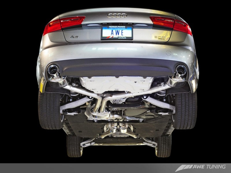 AWE Tuning 3015-33052 - Audi C7 A6 3.0T Touring Edition Exhaust - Dual Outlet Diamond Black Tips
