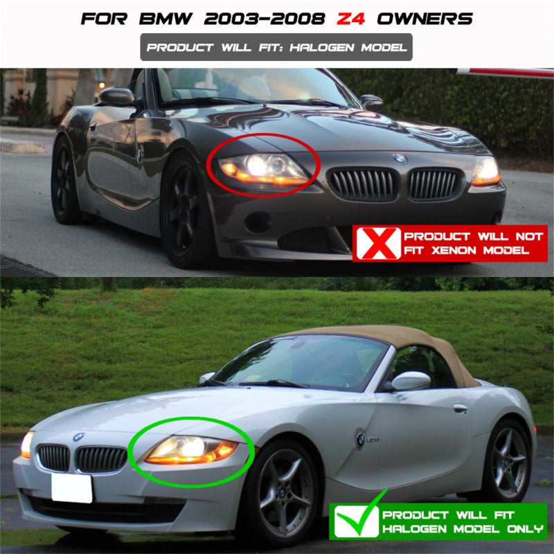 SPYDER 5029072 -Spyder BMW Z4 03-08 Projector Headlights Halogen Model Only - LED Halo Black PRO-YD-BMWZ403-HL-BK