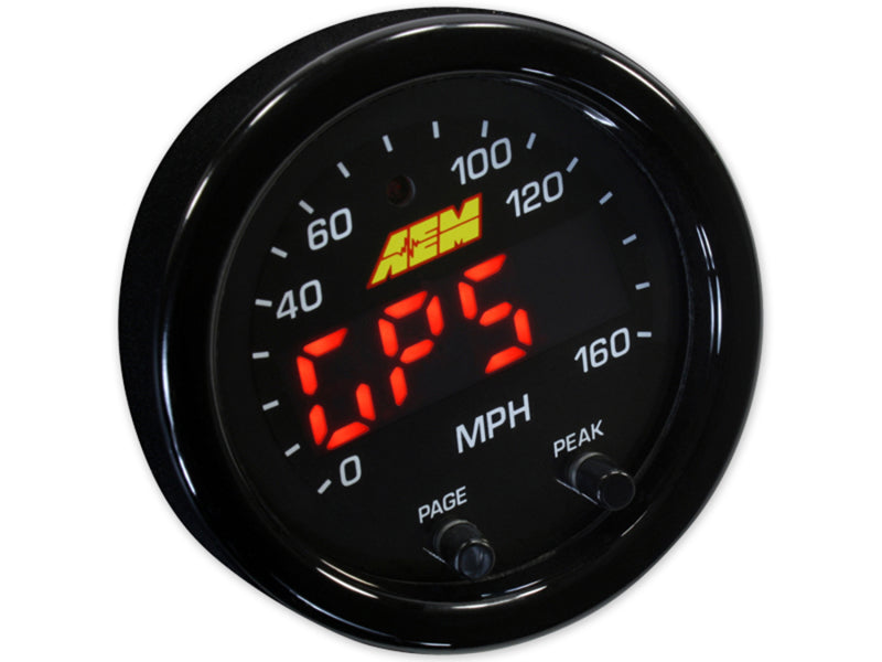 AEM 30-0313 - X-Series 0-160 MPH Black Bezel w/ Black Face GPS Speedometer Gauge