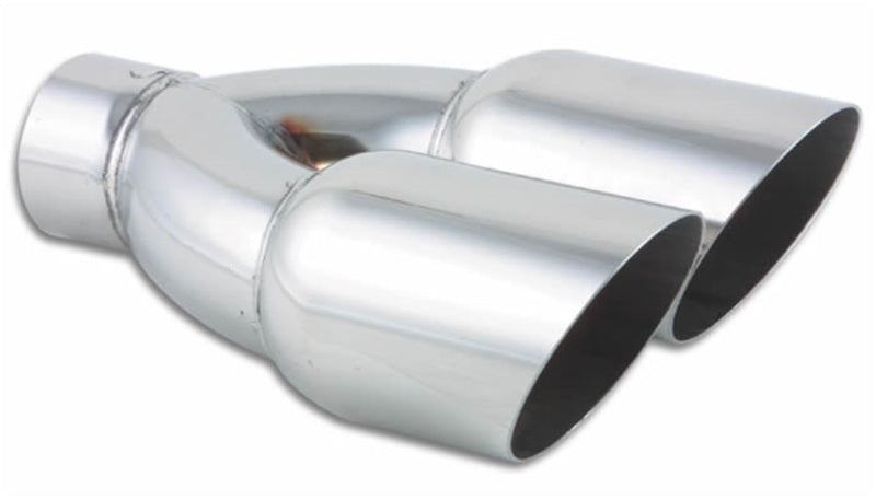 Vibrant 1333 - Dual 3.5in Round SS Exhaust Tip (Single Wall Angle Cut)