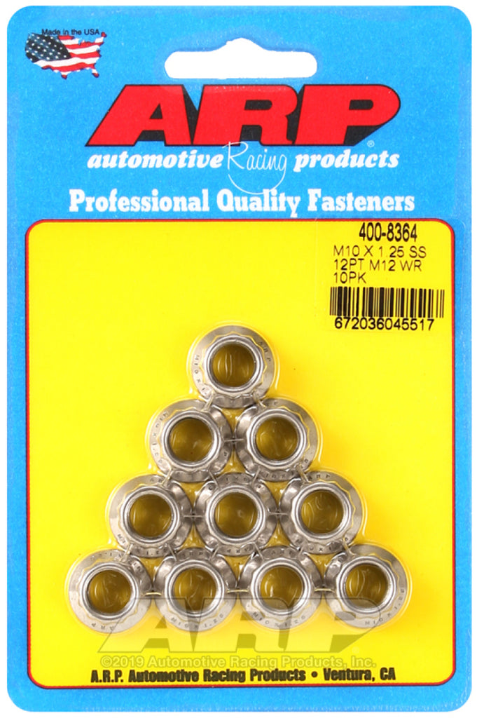 ARP 400-8364 - M10 x 1.25 SS 12pt Nut Kit (10/pkg)