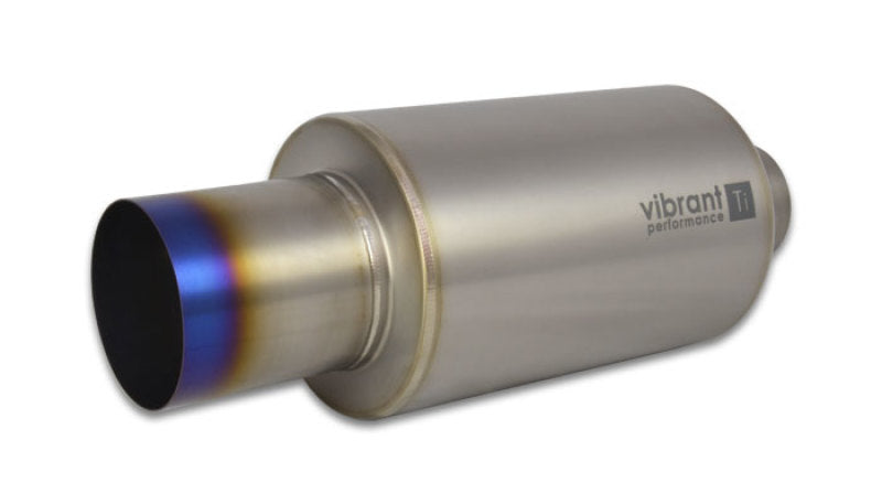 Vibrant 17564 - Titanium Muffler w/Straight Cut Burnt Tip 3.5in Inlet / 3.5in Outlet
