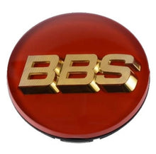 Load image into Gallery viewer, BBS 56.24.126 - Center Cap - 70mm Red w/ Gold 3D Logo (4-tab)